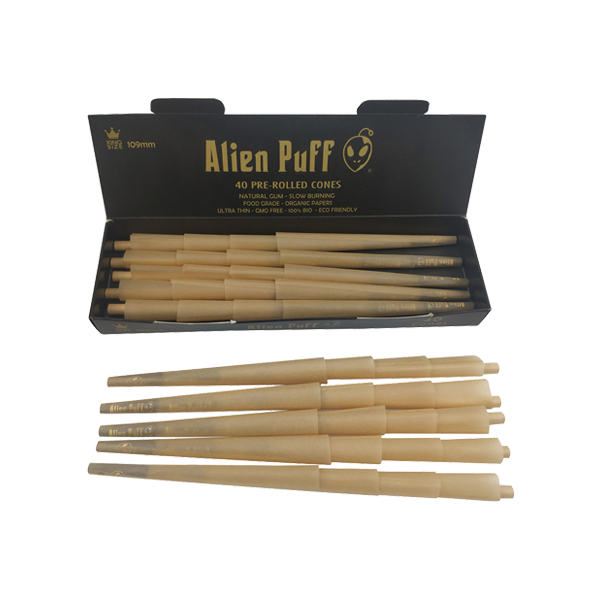 40 Alien Puff Black & Gold King Size Pre-Rolled 84mm Cones