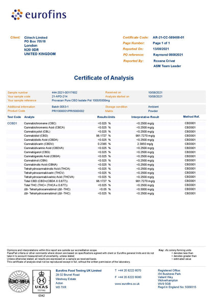Provacan 5000mg CBD Isolate Powder - 5g
