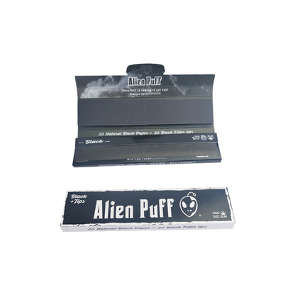 33 Alien Puff King Size Black Rolling Papers With Tips