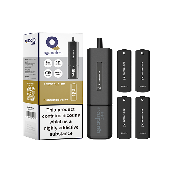 20mg Quadro 2.4K Pod Vape Kit Black Series 2400 Puffs