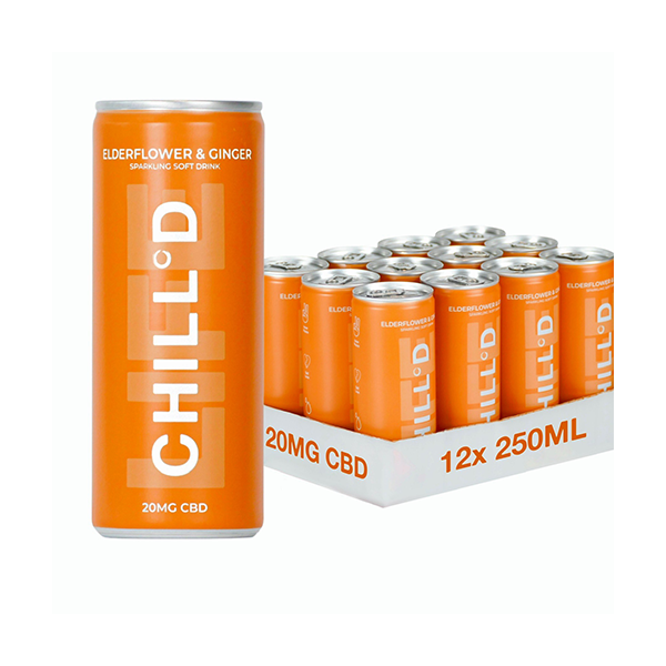 12 x CHILL°D 20mg CBD Sparkling 250ml Elderflower & Ginger