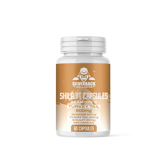 Silverback Wellness 600mg Seamoss & Turkey Tail Infused Shilajit Capsules - 60 Caps